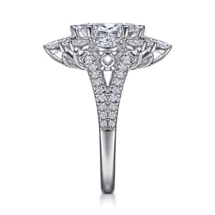 Ulla - 14K White Gold Marquise Shape Halo Diamond Engagement Ring