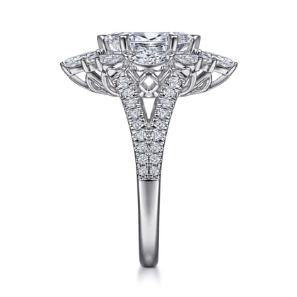 Ulla - 14K White Gold Marquise Shape Halo Diamond Engagement Ring