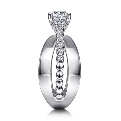 Umberta - 14K White Gold Split Shank Round Diamond Engagement Ring