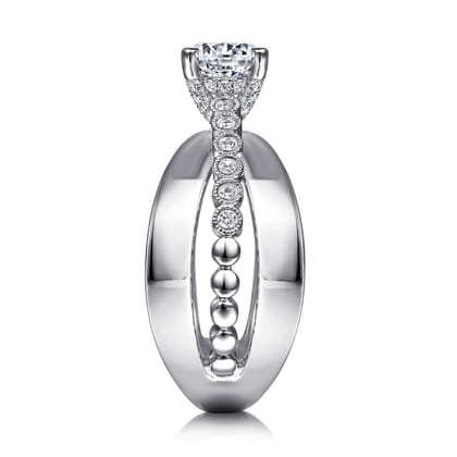 Umberta - 14K White-Rose Gold Split Shank Round Diamond Engagement Ring