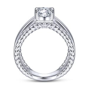 Una - 14K White Gold Split Shank Round Diamond Engagement Ring