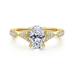 Unica - 14K Yellow Gold Split Shank Oval Diamond Engagement Ring