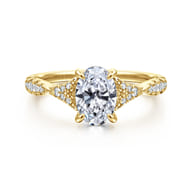 Unica - 14K Yellow Gold Split Shank Oval Diamond Engagement Ring