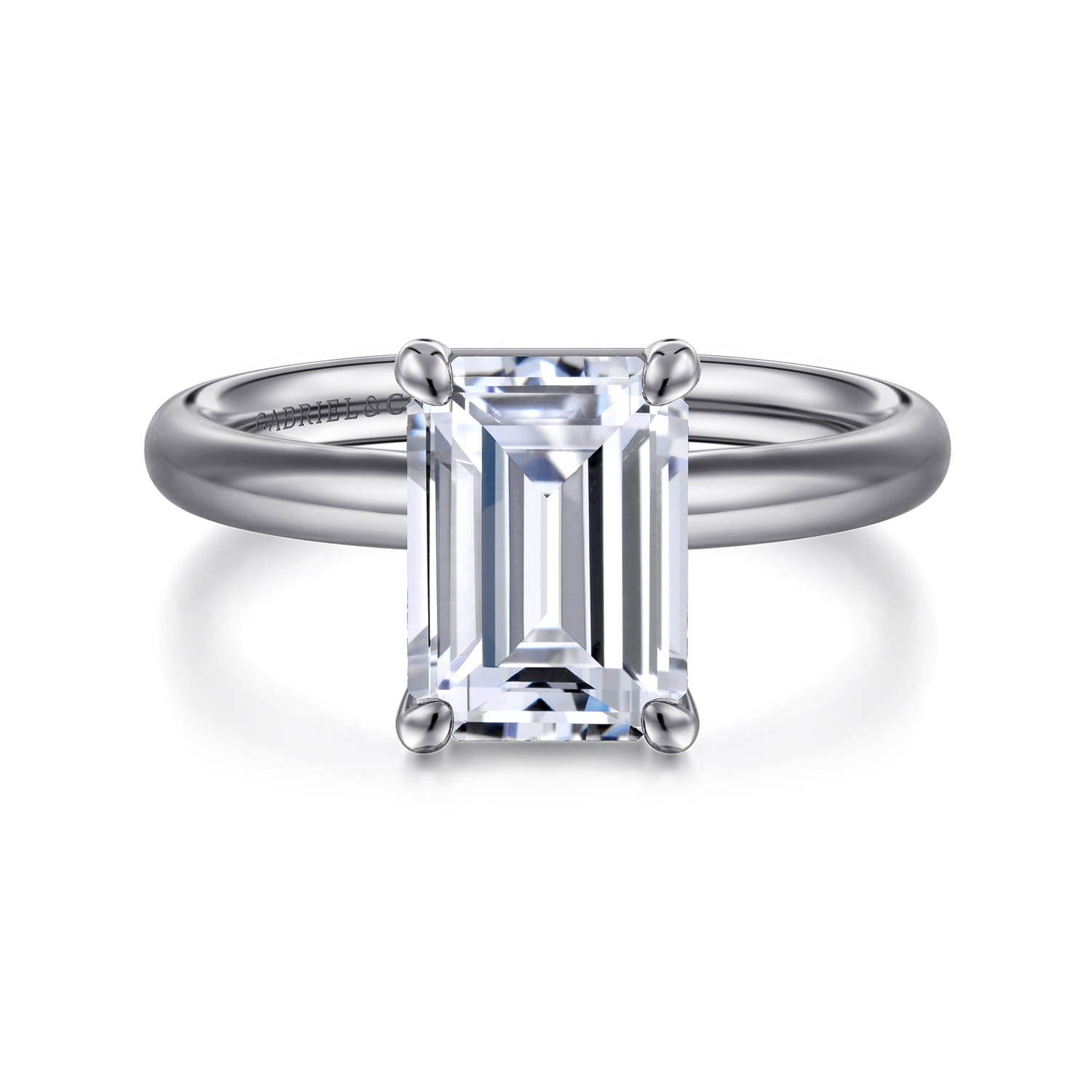 Unite - 14K White Gold Emerald Cut Solitaire Diamond Engagement Ring