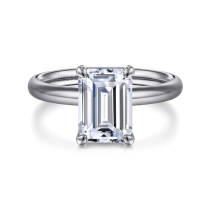 Unite - 14K White Gold Emerald Cut Solitaire Diamond Engagement Ring