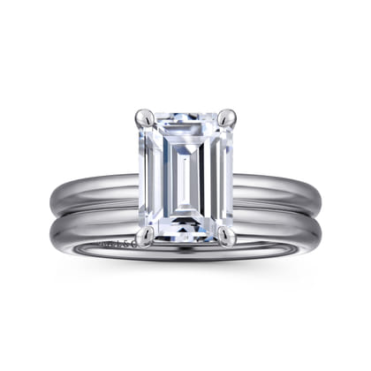 Unite - 14K White Gold Emerald Cut Solitaire Diamond Engagement Ring