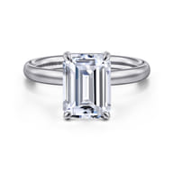 Unite - 14K White Gold Emerald Cut Solitaire Diamond Engagement Ring