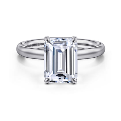 Unite - 14K White Gold Emerald Cut Solitaire Diamond Engagement Ring