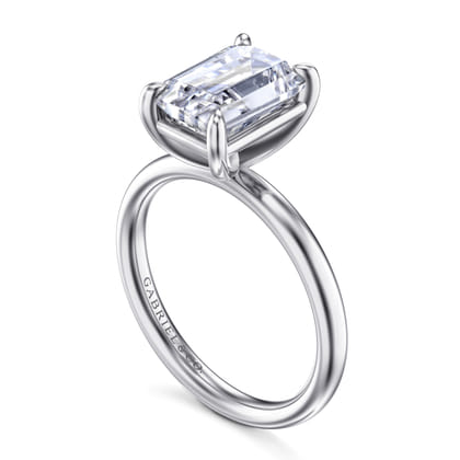 Unite - 14K White Gold Emerald Cut Solitaire Diamond Engagement Ring
