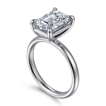 Unite - 14K White Gold Emerald Cut Solitaire Diamond Engagement Ring