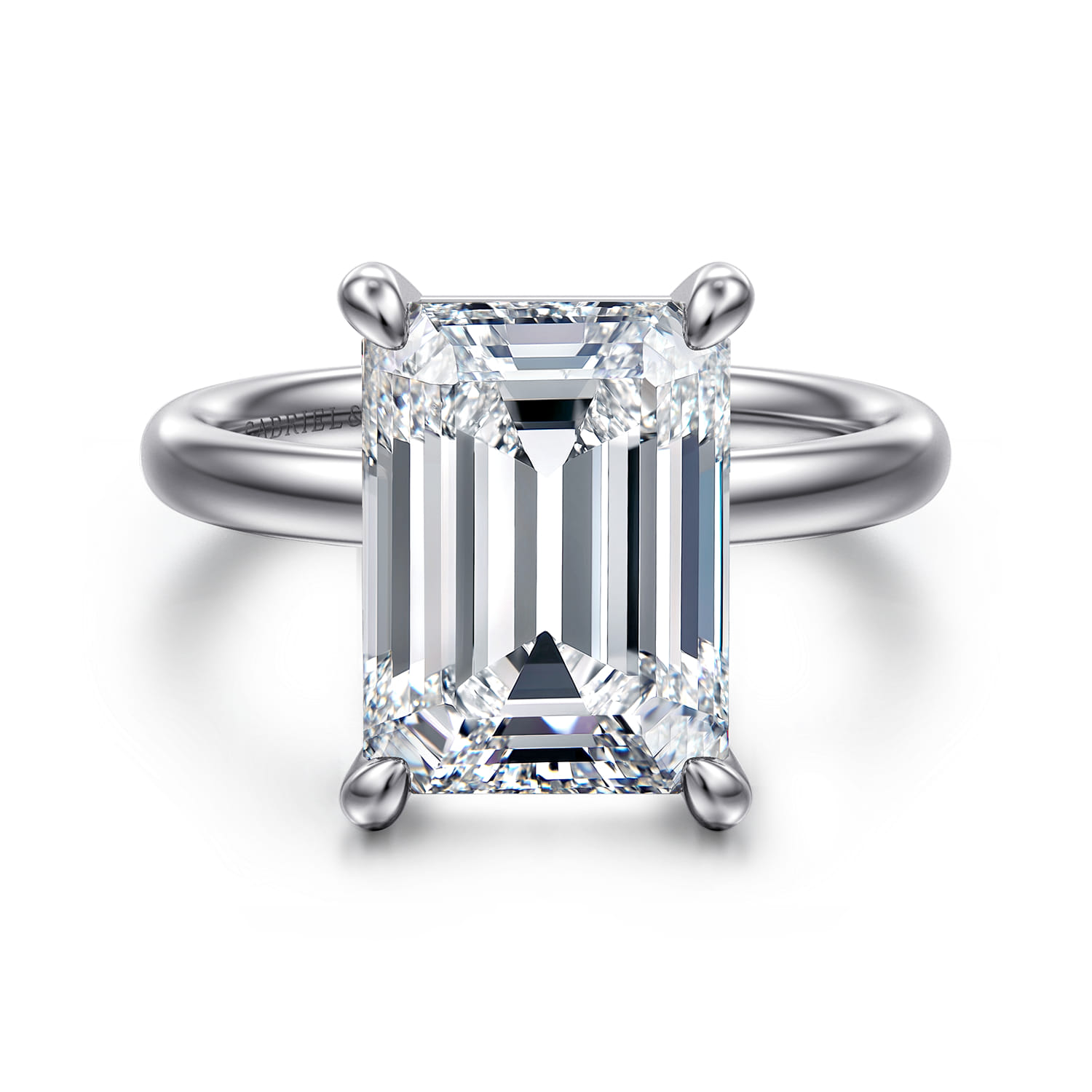 Unite - 14K White Gold Emerald Cut Solitaire Diamond Engagement Ring