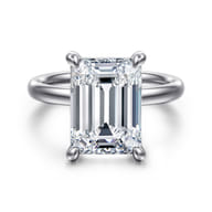 Unite - 14K White Gold Emerald Cut Solitaire Diamond Engagement Ring