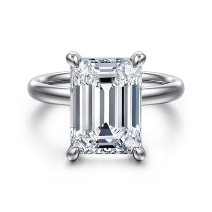 Unite - 14K White Gold Emerald Cut Solitaire Diamond Engagement Ring