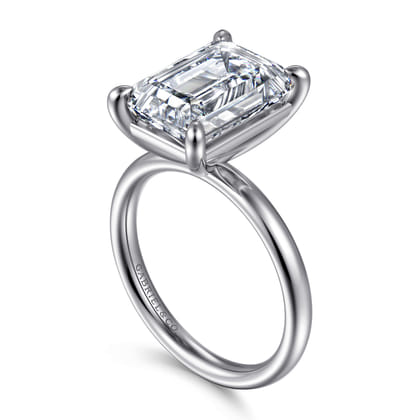 Unite - 14K White Gold Emerald Cut Solitaire Diamond Engagement Ring