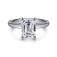 Unite - 14K White Gold Emerald Cut Solitaire Diamond Engagement Ring