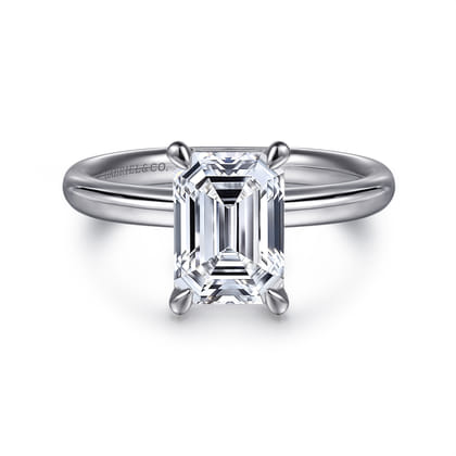 Unite - 14K White Gold Emerald Cut Solitaire Diamond Engagement Ring