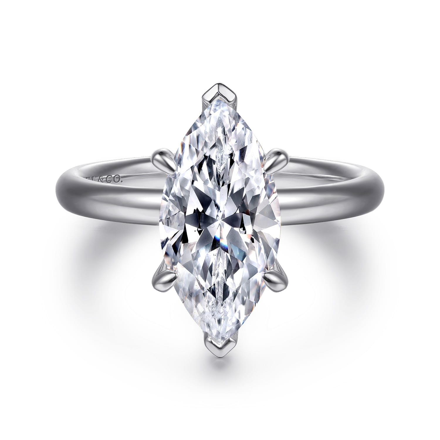 Unite - 14K White Gold Marquise Shape Solitaire Diamond Engagement Ring