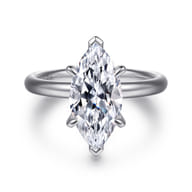 Unite - 14K White Gold Marquise Shape Solitaire Diamond Engagement Ring