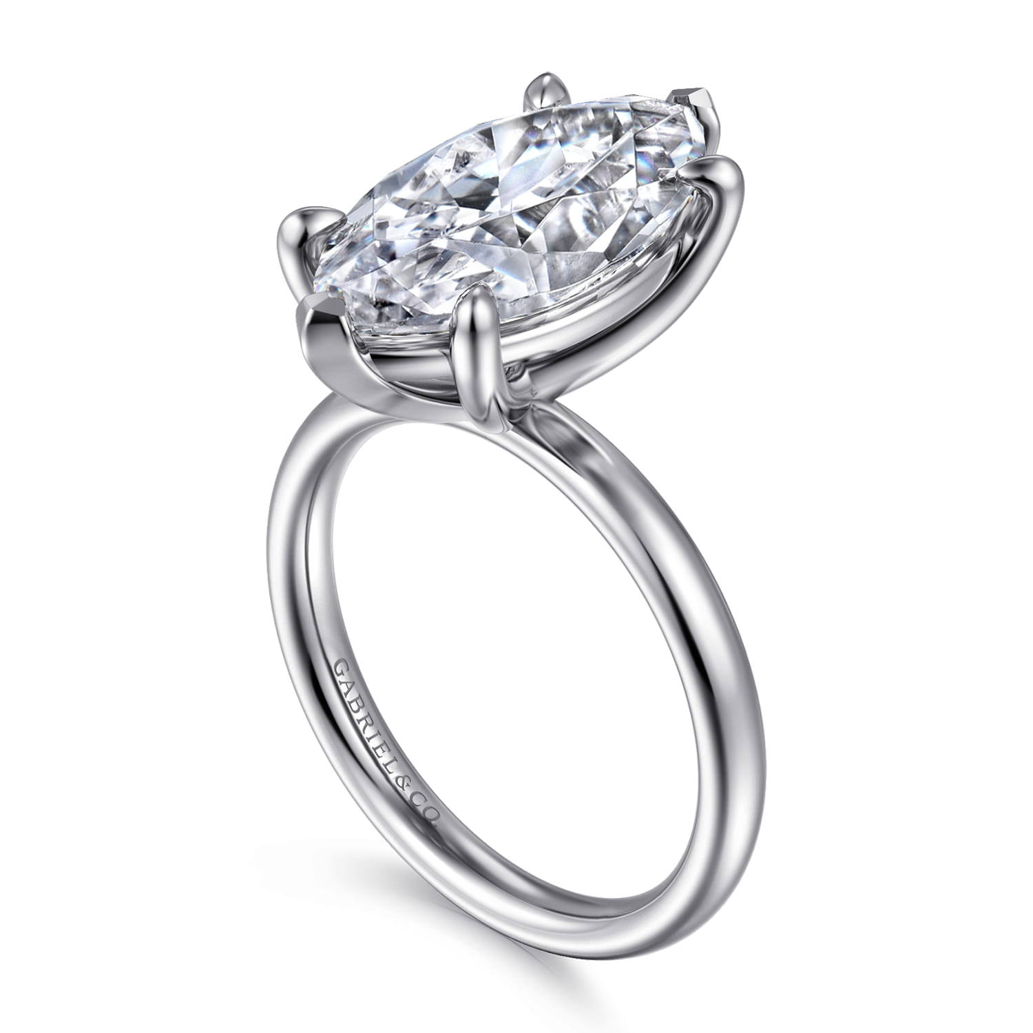Unite - 14K White Gold Marquise Shape Solitaire Diamond Engagement Ring