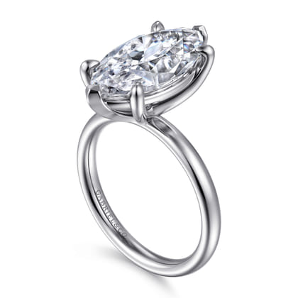 Unite - 14K White Gold Marquise Shape Solitaire Diamond Engagement Ring
