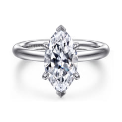 Unite - 14K White Gold Marquise Shape Solitaire Diamond Engagement Ring