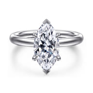 Unite - 14K White Gold Marquise Shape Solitaire Diamond Engagement Ring