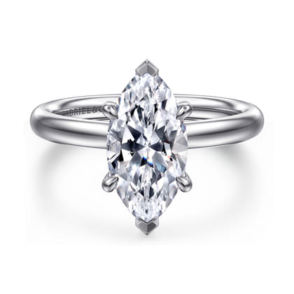 Unite - 14K White Gold Marquise Shape Solitaire Diamond Engagement Ring