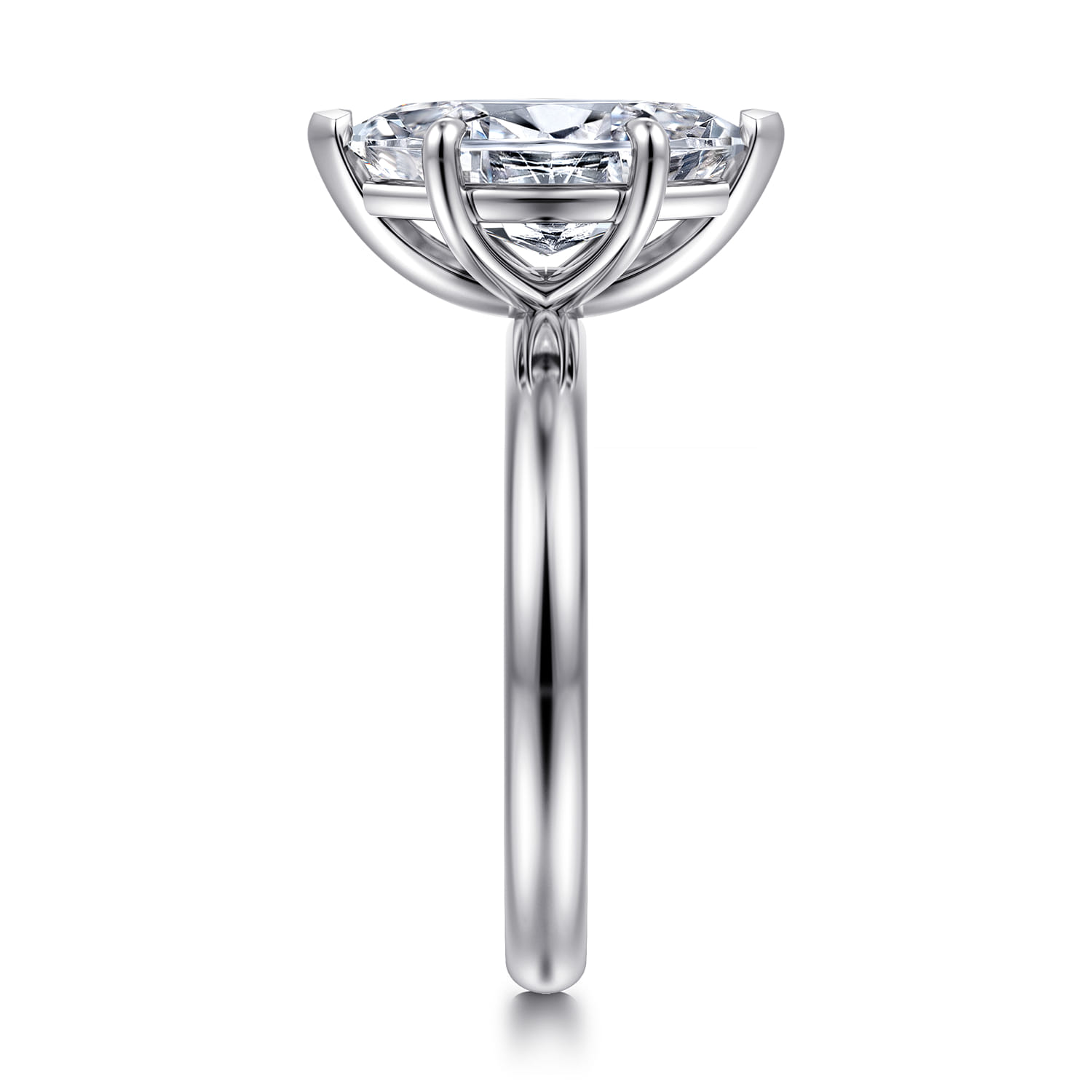 Unite - 14K White Gold Marquise Shape Solitaire Diamond Engagement Ring