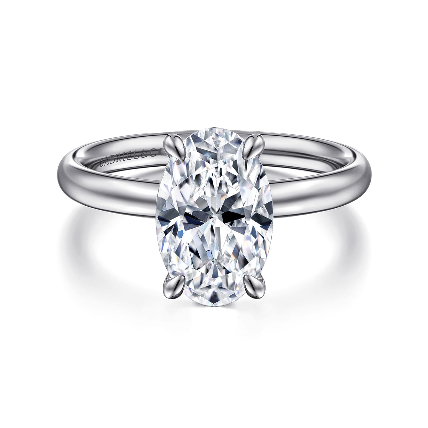 Unite - 14K White Gold Oval Cut Solitaire Diamond Engagement Ring