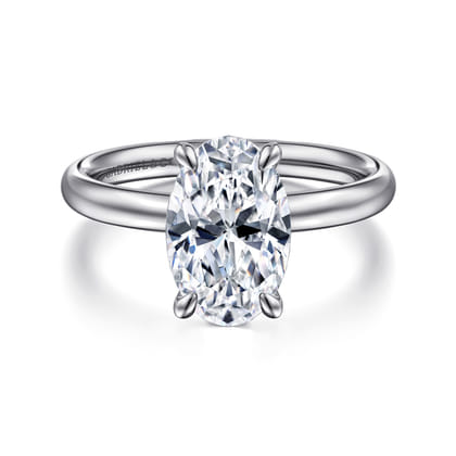 Unite - 14K White Gold Oval Cut Solitaire Diamond Engagement Ring