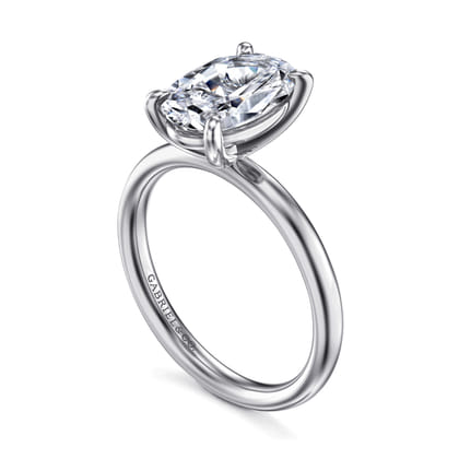 Unite - 14K White Gold Oval Cut Solitaire Diamond Engagement Ring
