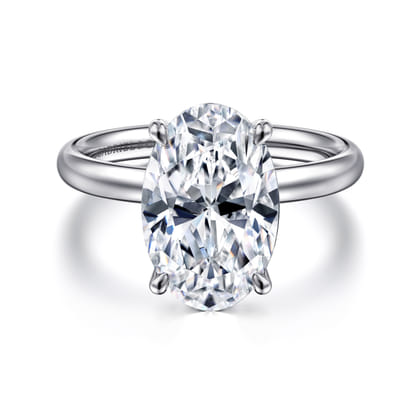 Unite - 14K White Gold Oval Solitaire Diamond Engagement Ring