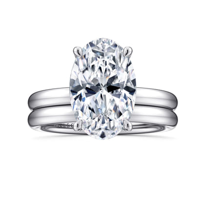 Unite - 14K White Gold Oval Solitaire Diamond Engagement Ring