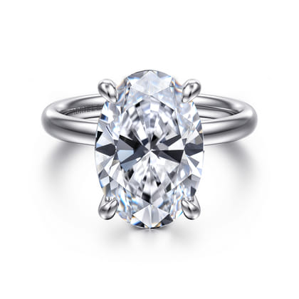 Unite - 14K White Gold Oval Solitaire Diamond Engagement Ring
