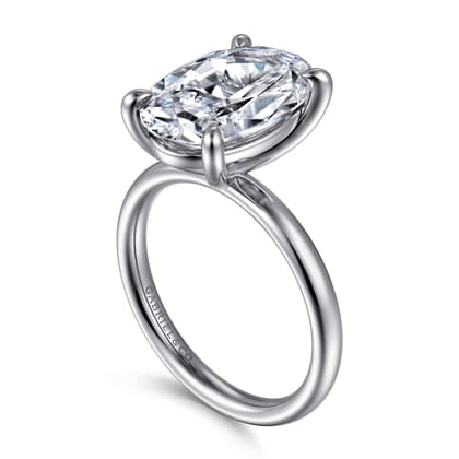 Unite - 14K White Gold Oval Solitaire Diamond Engagement Ring