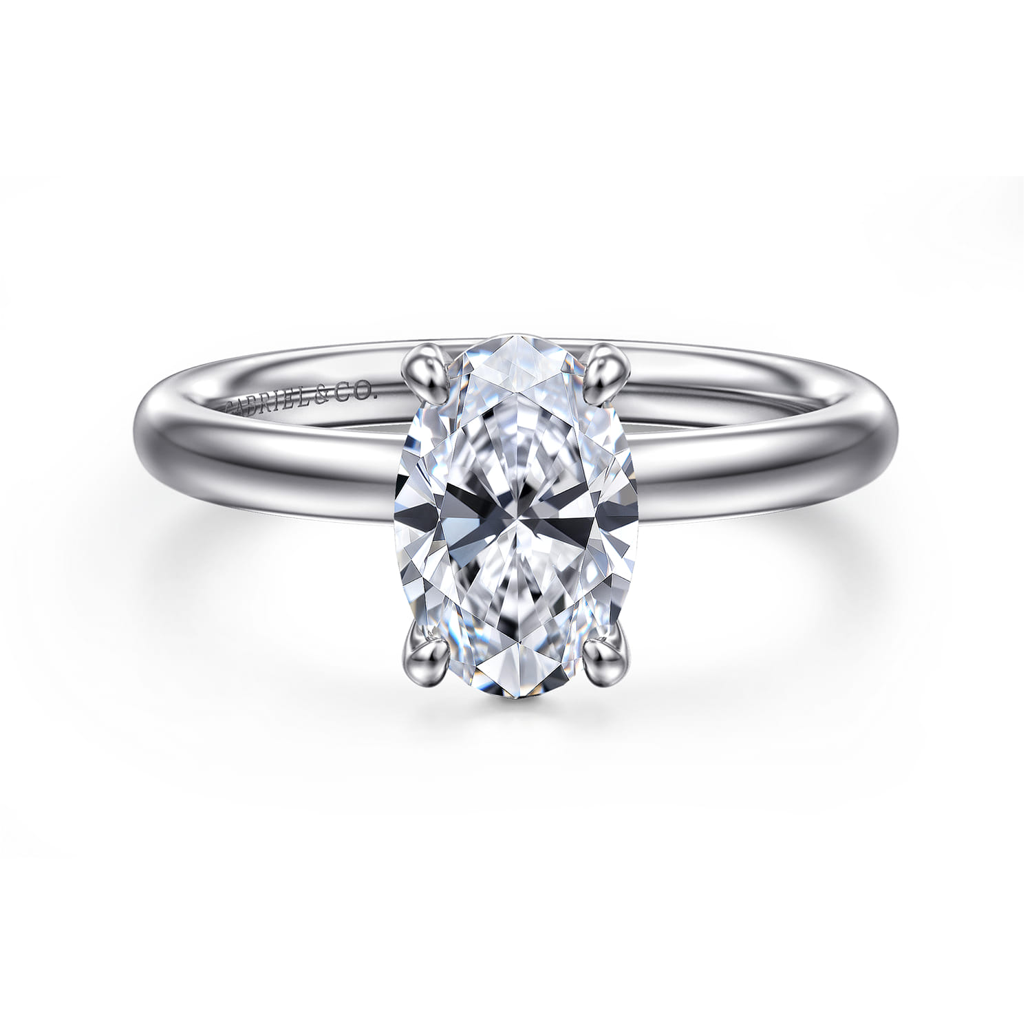 Unite - 14K White Gold Oval Solitaire Diamond Engagement Ring