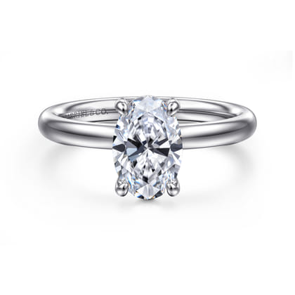 Unite - 14K White Gold Oval Solitaire Diamond Engagement Ring
