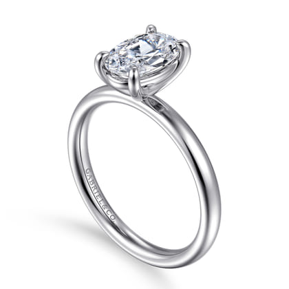 Unite - 14K White Gold Oval Solitaire Diamond Engagement Ring