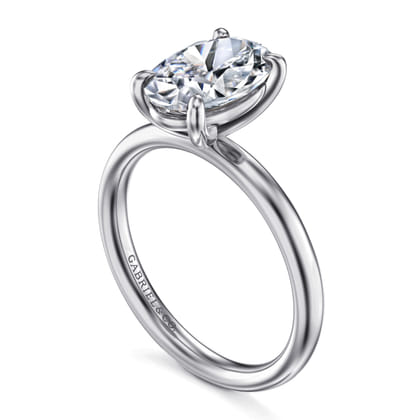 Unite - 14K White Gold Oval Solitaire Diamond Engagement Ring