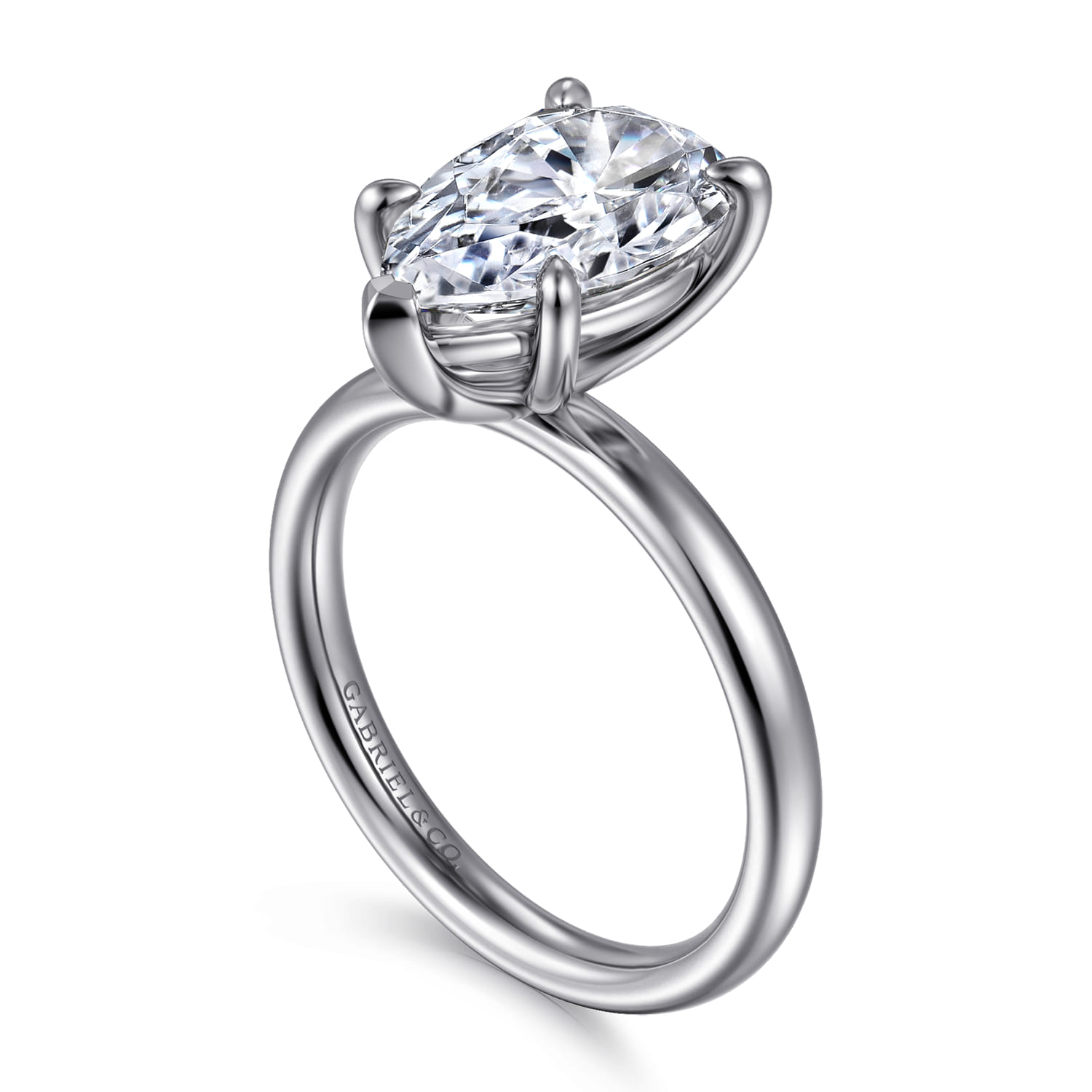 Unite - 14K White Gold Pear Shape Solitaire Diamond Engagement Ring