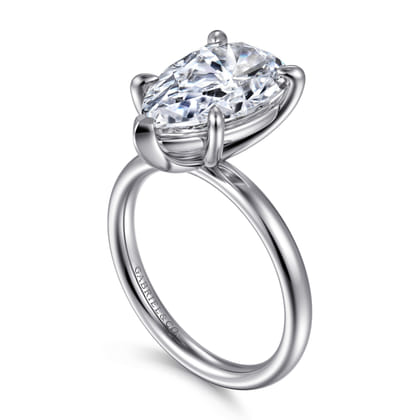 Unite - 14K White Gold Pear Shape Solitaire Diamond Engagement Ring