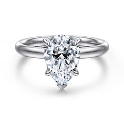 Unite - 14K White Gold Pear Shape Solitaire Diamond Engagement Ring