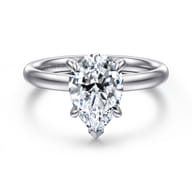 Unite - 14K White Gold Pear Shape Solitaire Diamond Engagement Ring