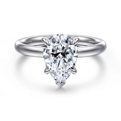 Unite - 14K White Gold Pear Shape Solitaire Diamond Engagement Ring