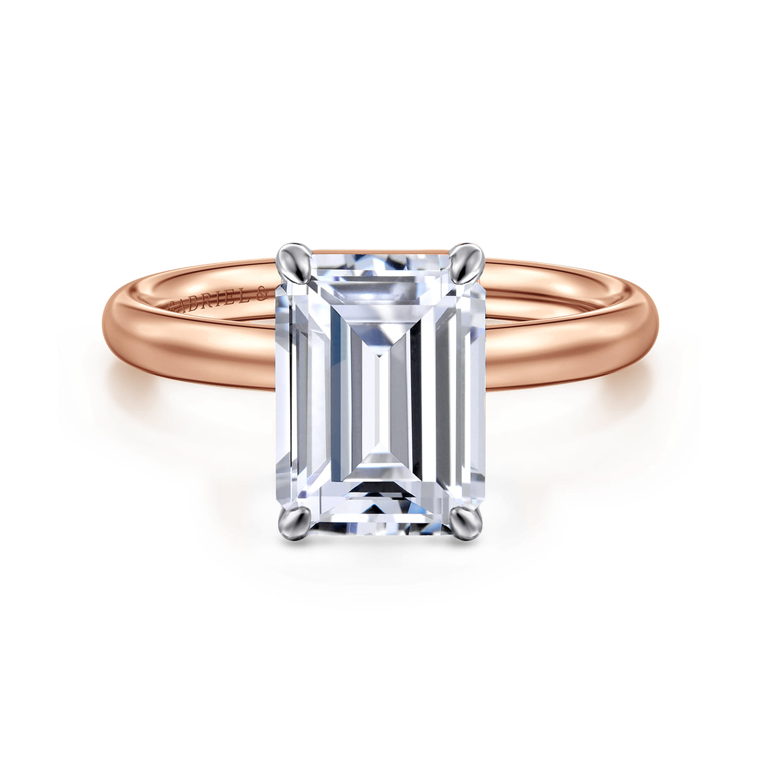 Unite - 14K White-Rose Gold Emerald Cut Solitaire Diamond Engagement Ring