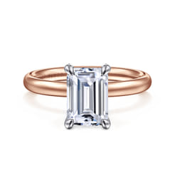 Unite - 14K White-Rose Gold Emerald Cut Solitaire Diamond Engagement Ring