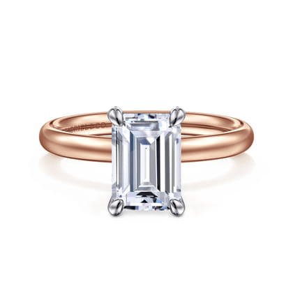 Unite - 14K White-Rose Gold Emerald Cut Solitaire Diamond Engagement Ring