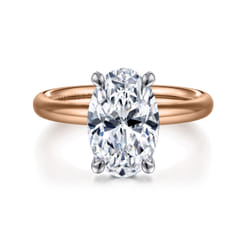 Unite - 14K White-Rose Gold Oval Solitaire Diamond Engagement Ring