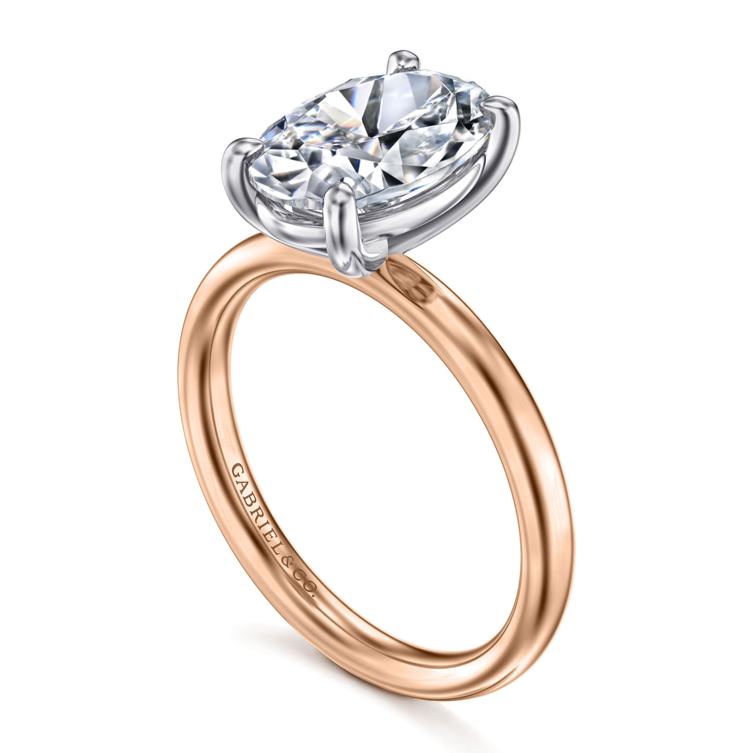 Unite - 14K White-Rose Gold Oval Solitaire Diamond Engagement Ring