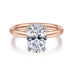 Unite - 14K White-Rose Gold Oval Solitaire Diamond Engagement Ring